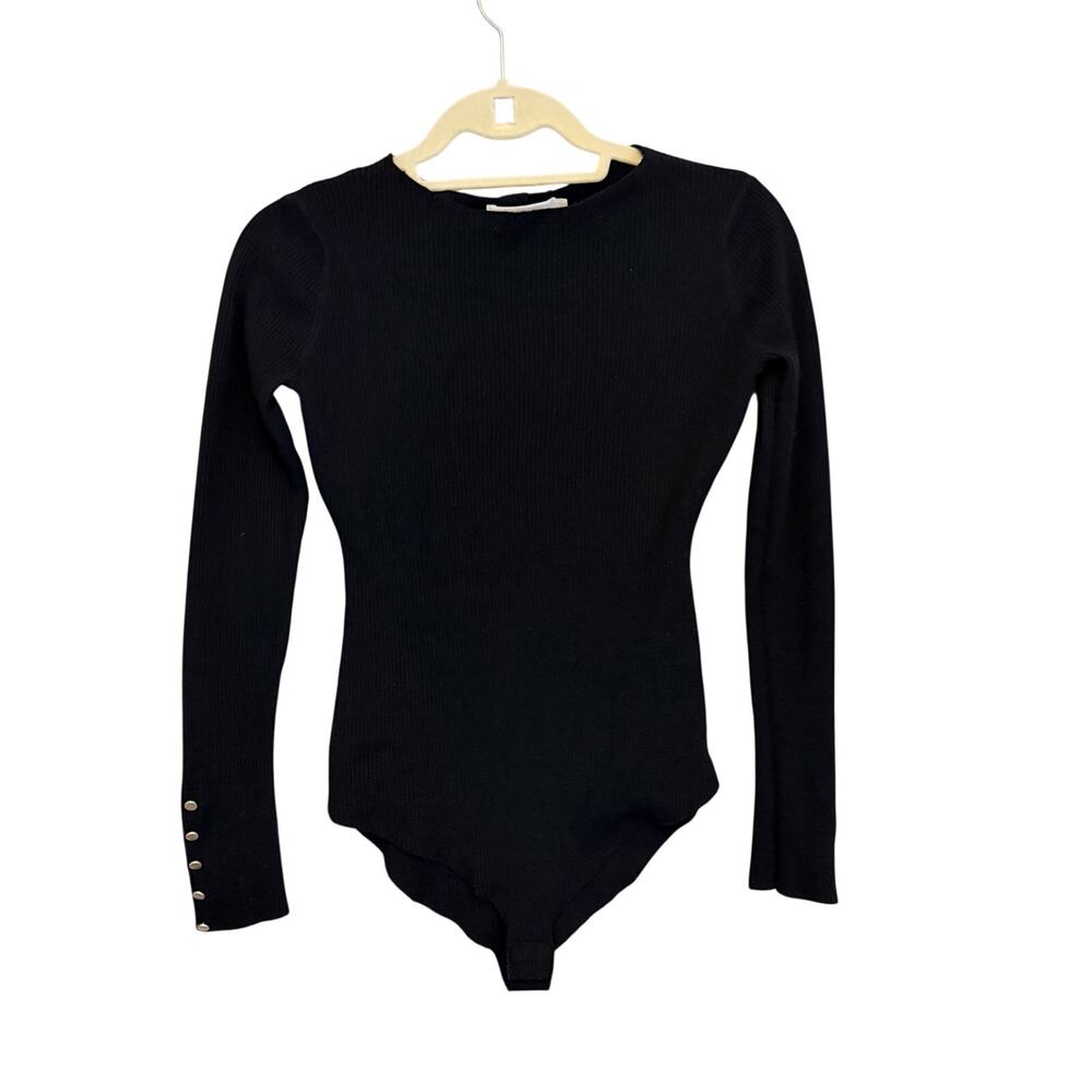 La Petite Etoile Bodysuit 2 Black Knit Wool Blend Open Back Minimal Normcore